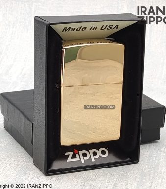 فندک زیپو مدل 254B | طلایی براق | ایران زیپو